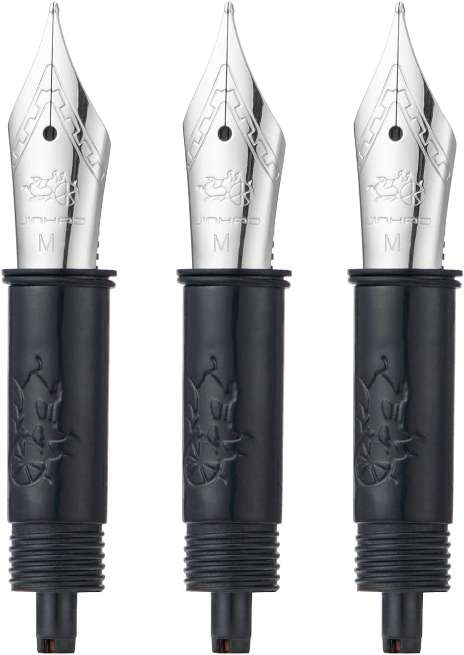 Thumbnail 6 de Lanxivi set of 3 Jinhao 100 extra fine nib units (size #6) with black section and silver trim