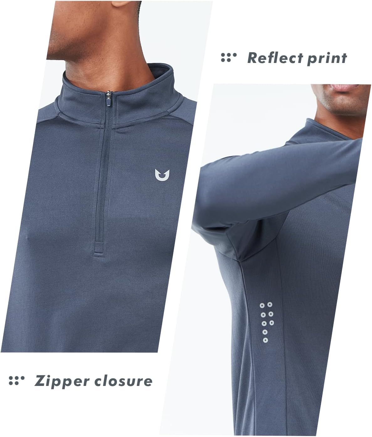 Detalle 2 de NORTHYARD Men's Quarter-Zip Athletic Pullover, Long Sleeve, Moisture-Wicking