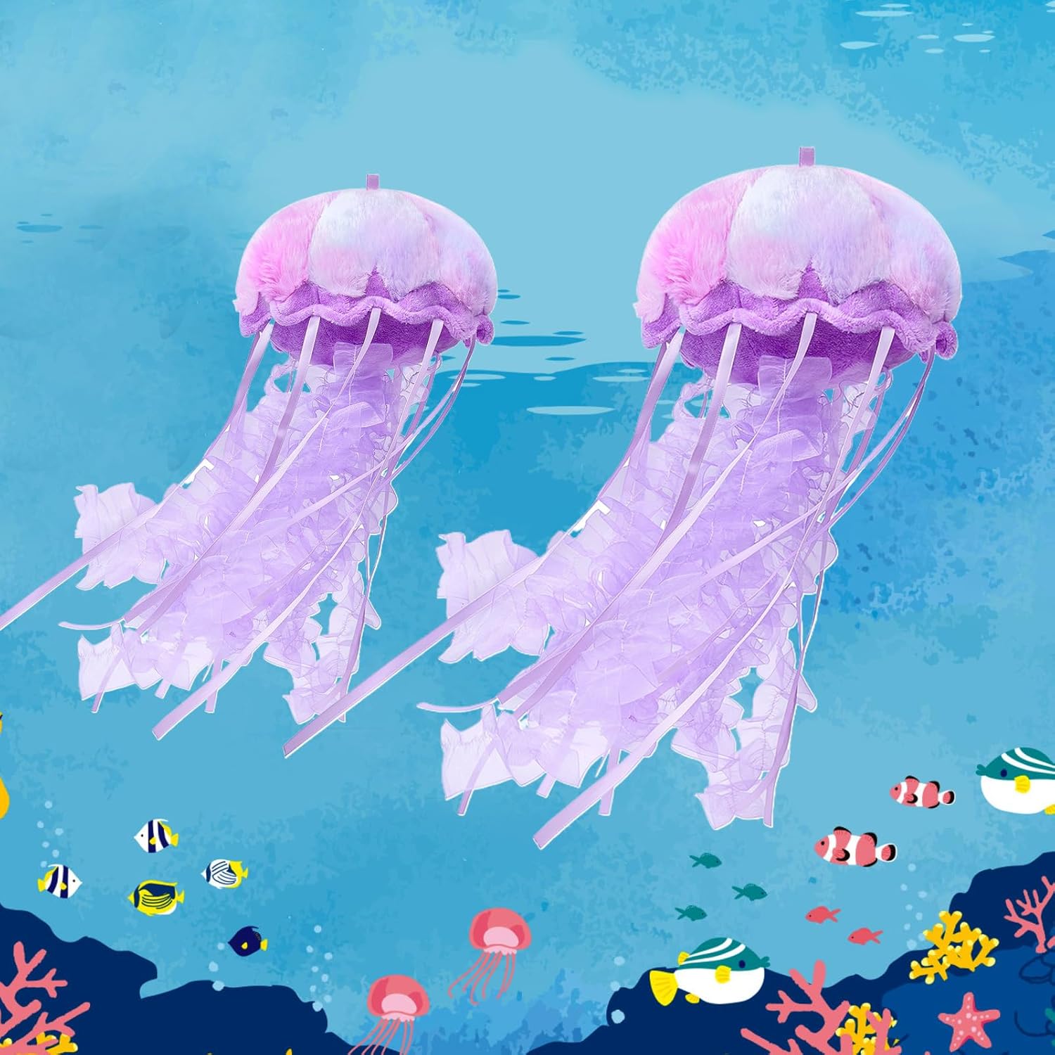 Detalle de RLOMUTE Purple Colorful Jellyfish Plush Toy – 5.9in Cute, Realistic Sea Creature for Decor, Gift and Play