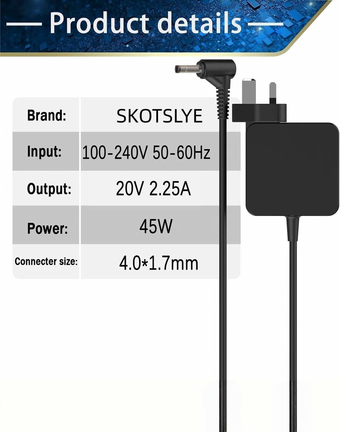 Detalle 2 de Lenovo 45W laptop charger for IdeaPad series