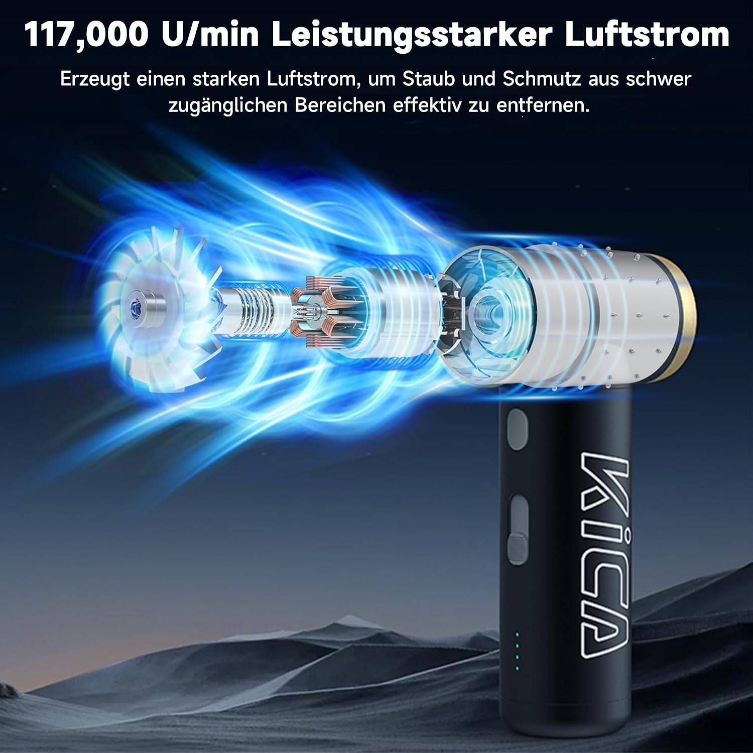 Thumbnail 1 de Kica JetFan 2S Elektrischer Air Duster – Metallgehäuse, 117.000 U/min, stufenlose Regelung, Turbomodus, kabellos