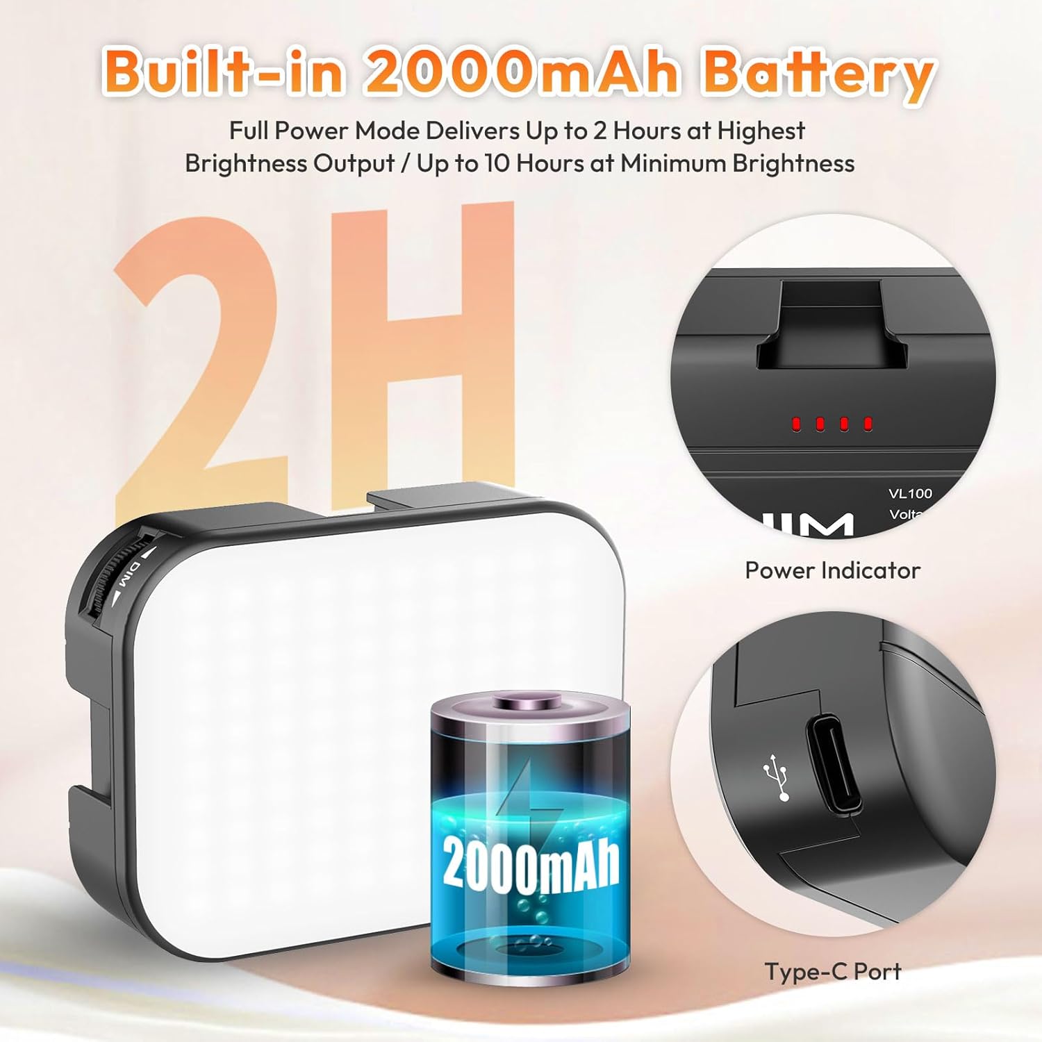 Thumbnail 4 de ULANZI VL100X Bi-Colour Selfie Light with 95+ CRI LEDs, 2500K–6500K and dimming