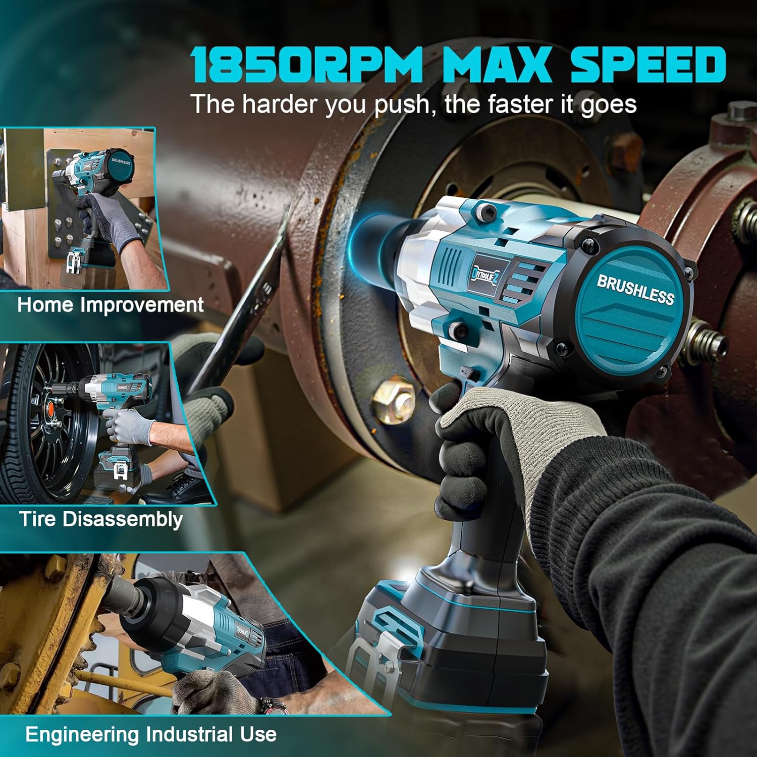 Thumbnail 4 de DIYtoolifz Cordless 1/2-Inch Impact Wrench (Bare Tool) for Makita 18V — 1700 ft-lbs, 4 Speeds