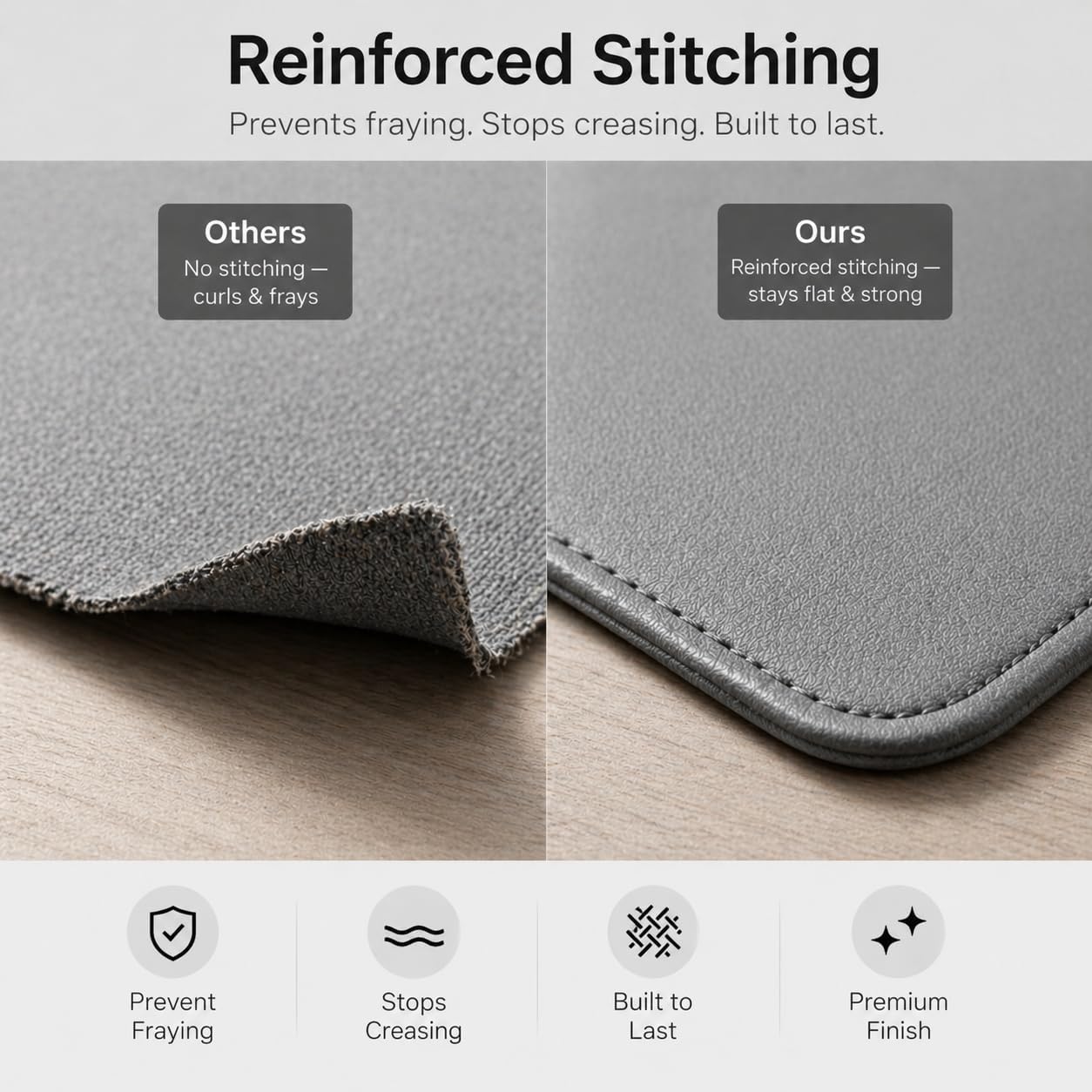 Thumbnail 5 de Premium Vegan Leather Desk Mat 80x40cm (Slate Grey) – Non-Slip, Waterproof Desk Pad for Keyboard, Mouse & Laptop