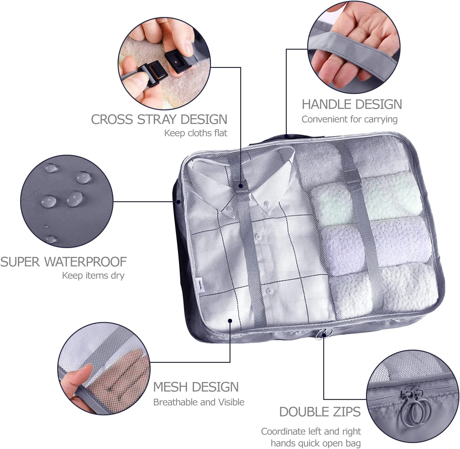 Detalle de Koffer Organizer Set 8-teilig in Grau