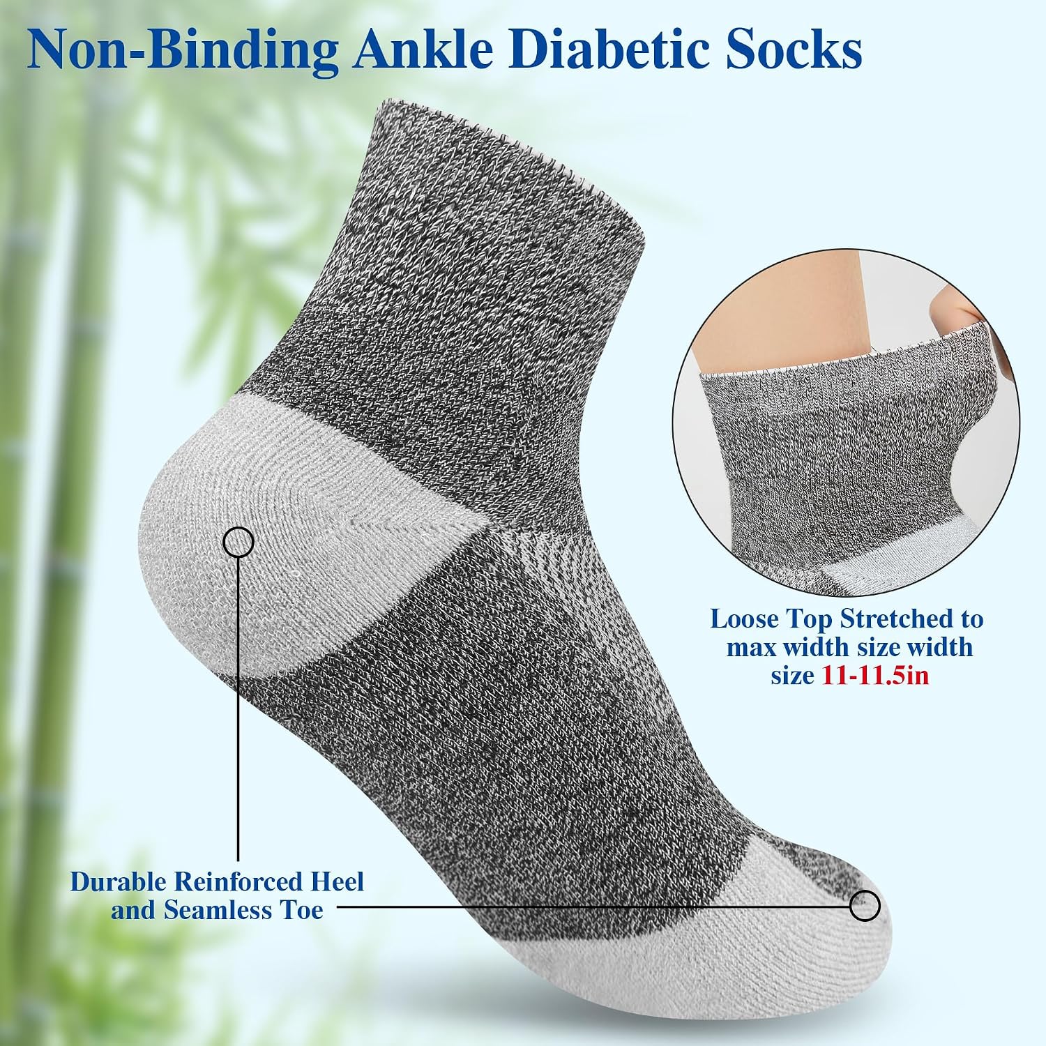 Detalle de NOLUNT Diabetic Ankle Socks, 6 Pairs