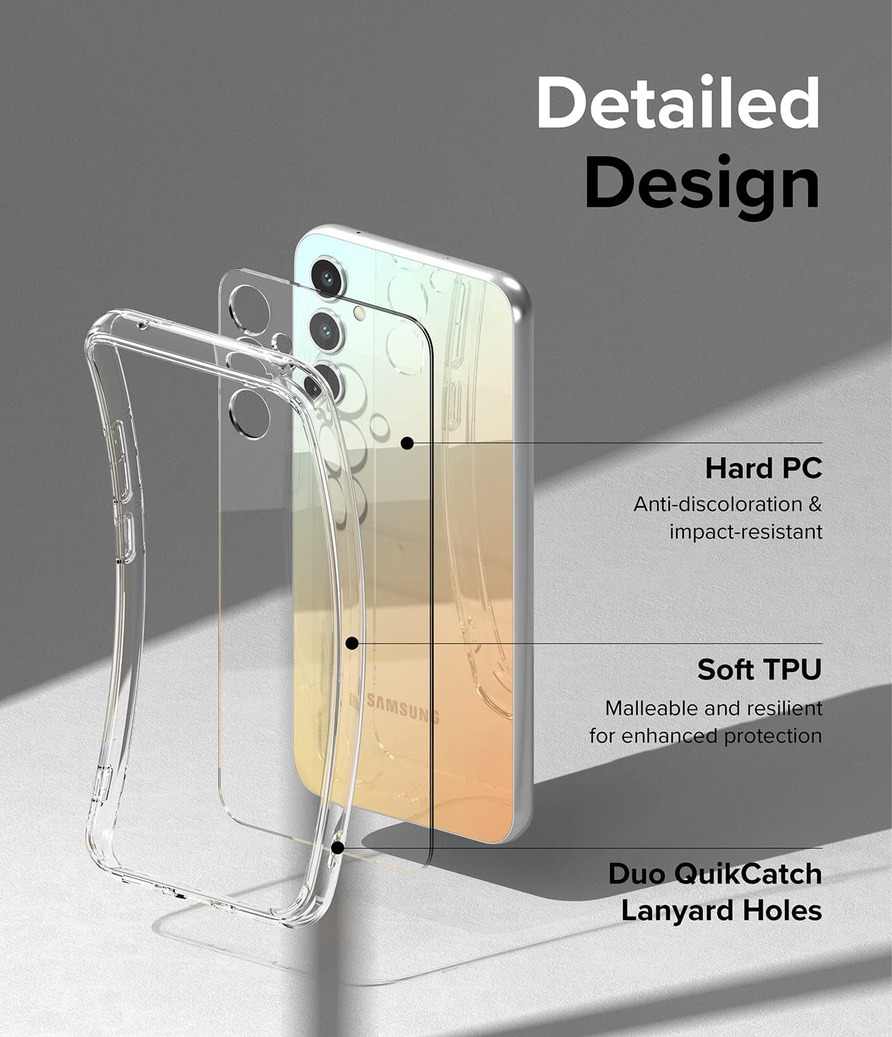 Detalle de Ringke Fusion Long Lasting Transparency Case for Samsung Galaxy A34 5G – Clear, Shock-Absorbent Protection