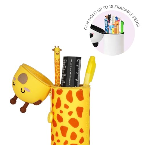 Detalle 2 de Legami Kawaii Astuccio 2 in 1 in Morbido Silicone – Giraffa, Portapenne da Tavolo