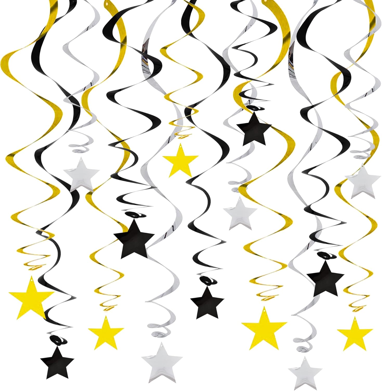 Thumbnail 5 de BEISHIDA Silver Star Hanging Swirl Decorations (Pack of 15) for Graduation, Wedding, and Baby Shower