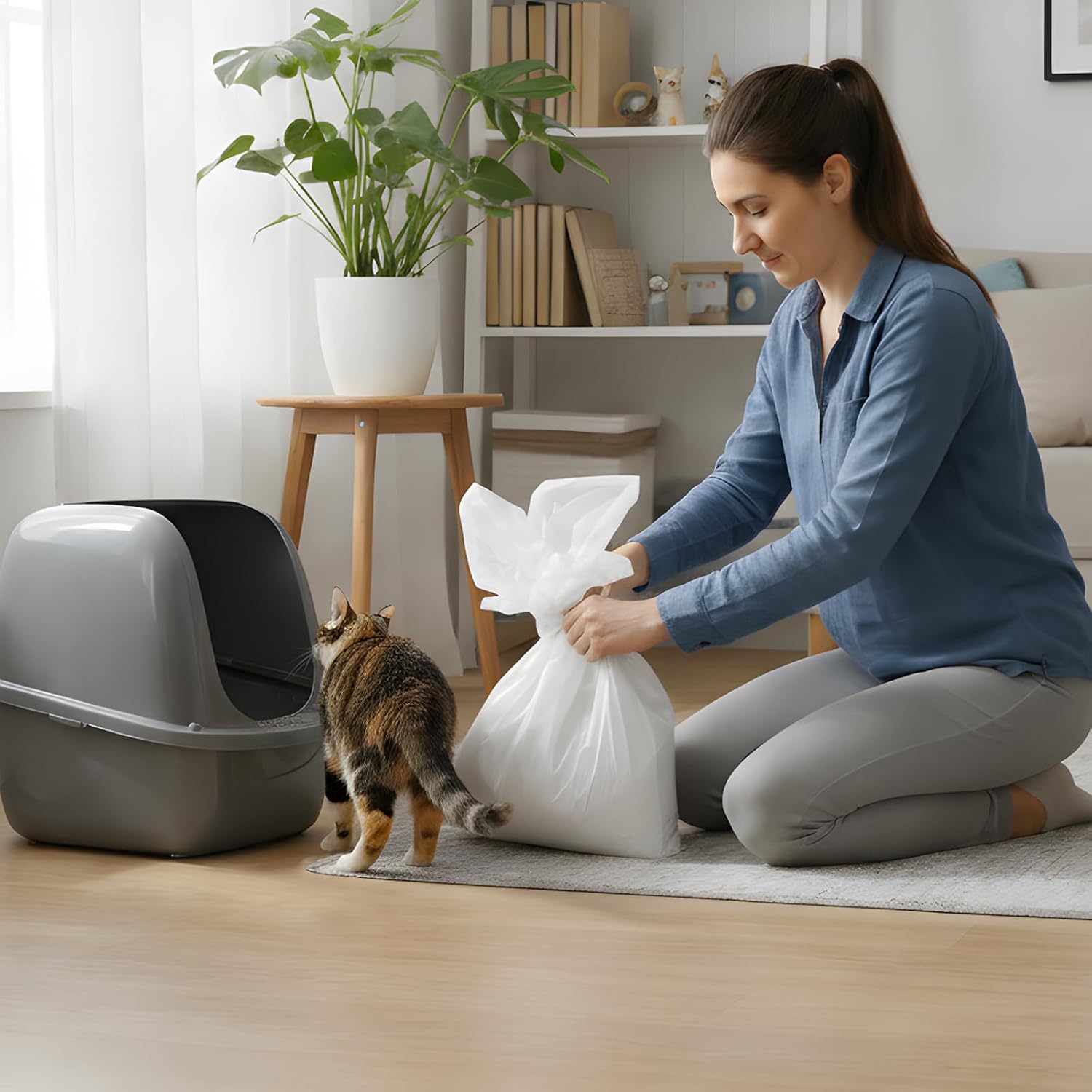 Detalle 2 de 40 XL Extra Cat Litter Tray Liners Roll (103cm x 53cm) – Heavy Duty Leak Proof Litter Bags