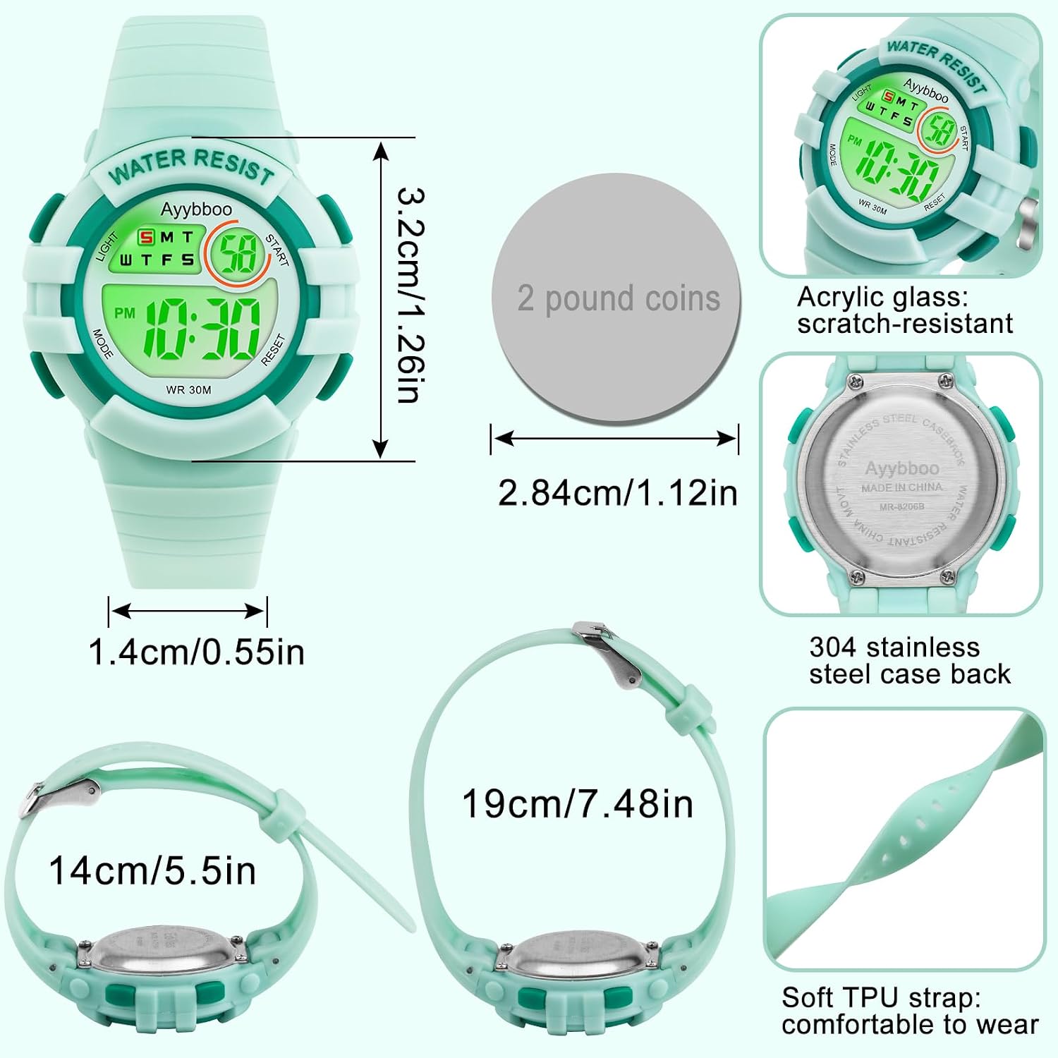 Detalle 1 de Kinderuhr Digital 3 ATM mit LED für Kinder