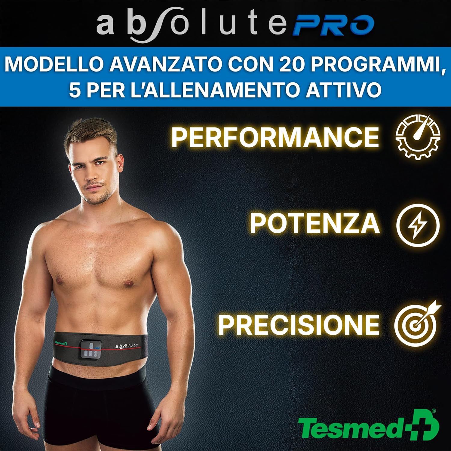 Thumbnail 1 de TESMED Absolute Cintura Addominale EMS – versione PRO, 99 livelli e 20 programmi avanzati, wireless e ricaricabile