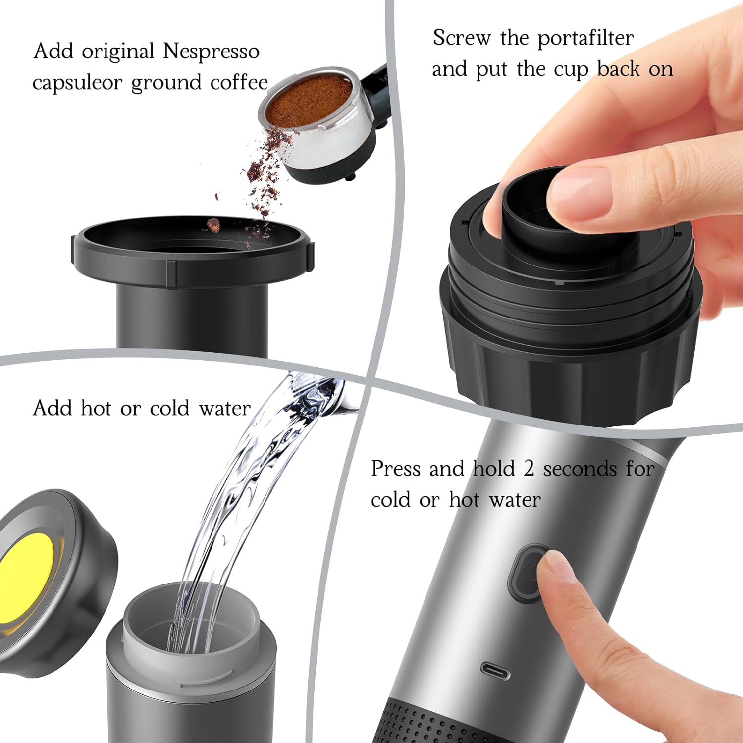 Detalle 2 de Vunzo Cafetera espresso portátil 7500 mAh