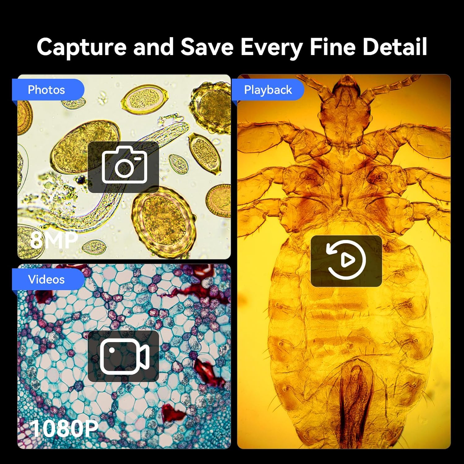 Thumbnail 4 de TOMLOV DM301 Max 7-inch digital biological microscope with HDMI, WiFi app control & measurement scale