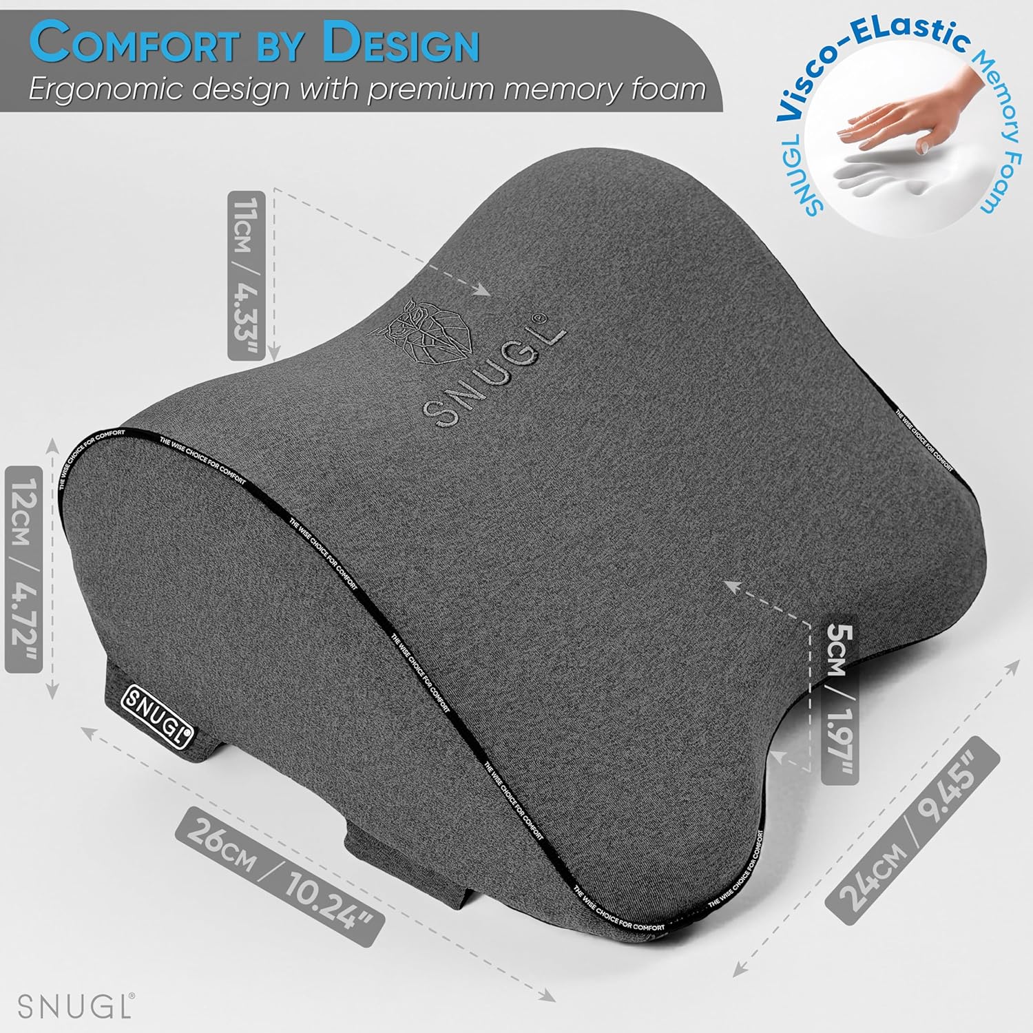 Detalle de SNUGL Car Headrest Pillow | Memory Foam Neck Support for Long Drives
