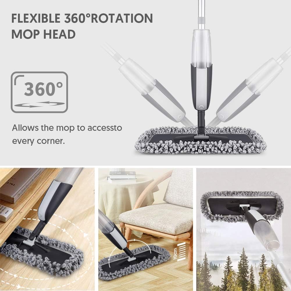 Thumbnail 3 de MANGOTIME Spray Mop for Floor Cleaning – 360° Swivel Microfibre Mop with 3 Washable Pads and Refillable Bottle