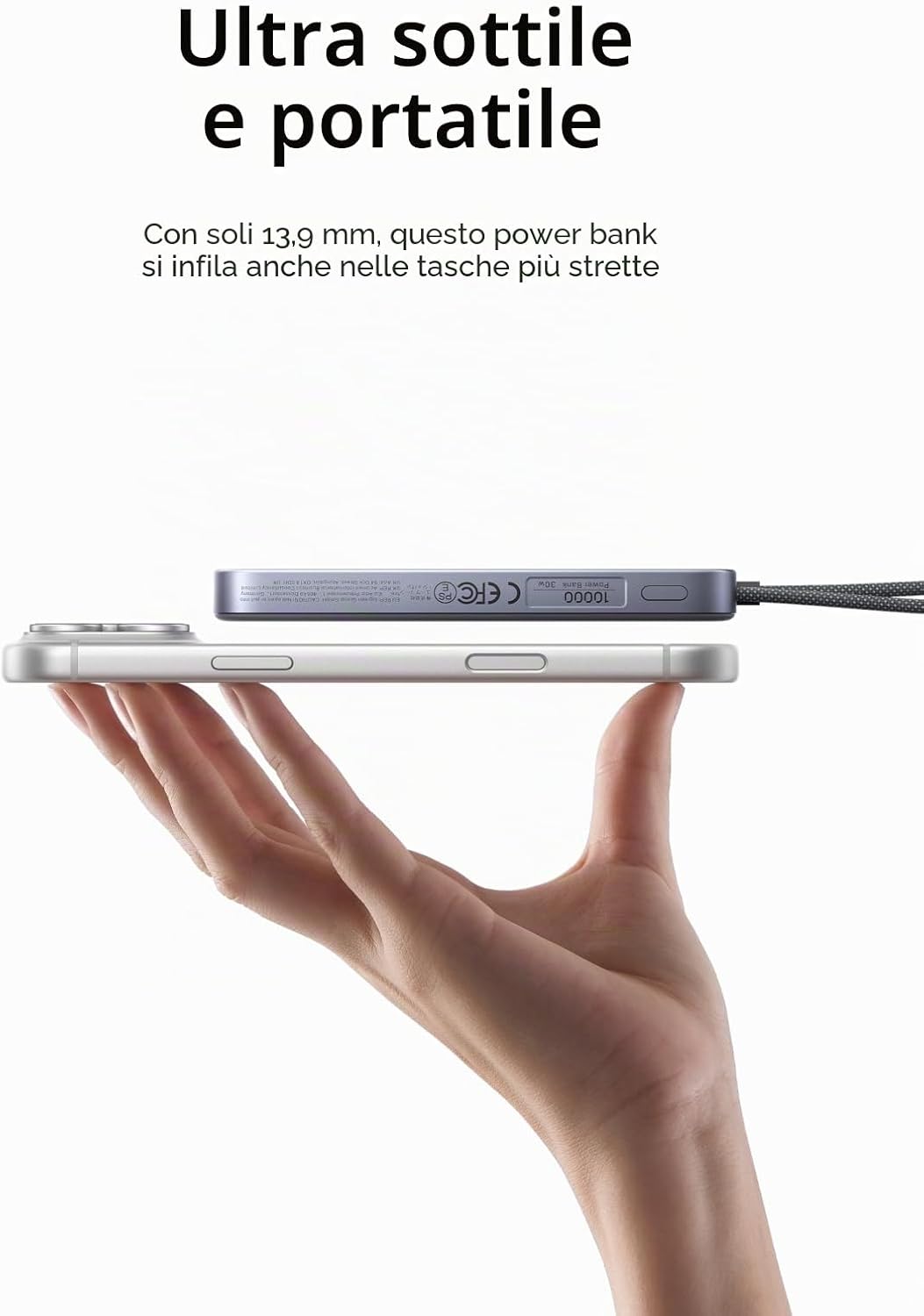 Thumbnail 3 de UGREEN MagFlow Air Qi2 15W batteria esterna magnetica 10.000 mAh con MagSafe e USB-C PD 30W (MagFlow Air) — grigio
