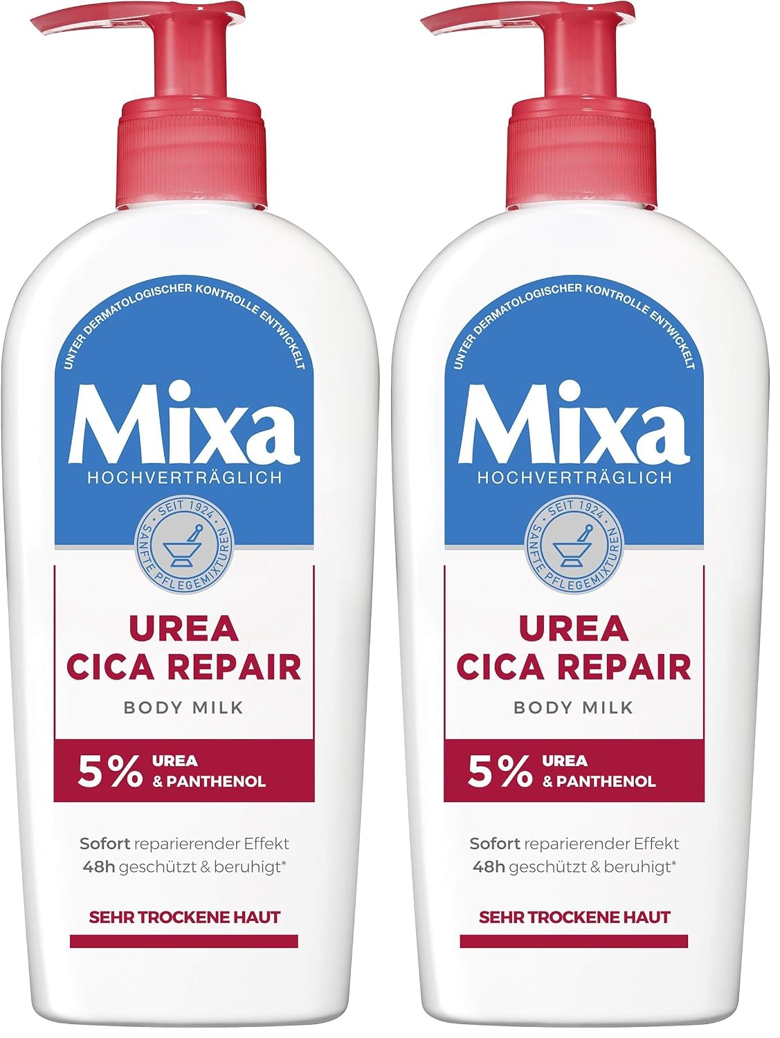 Detalle de Mixa Urea Cica Repair Body Milk – beruhigende Körpermilch mit 5 % Urea & Panthenol, 250 ml (2er Pack)