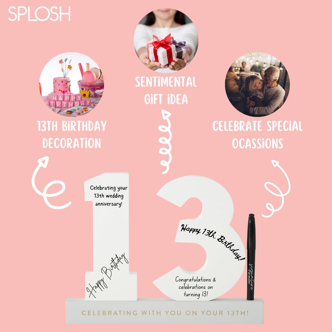 Thumbnail 2 de Splosh 13 Signature Numbers with Stand – personalised 13th birthday decoration with black pen