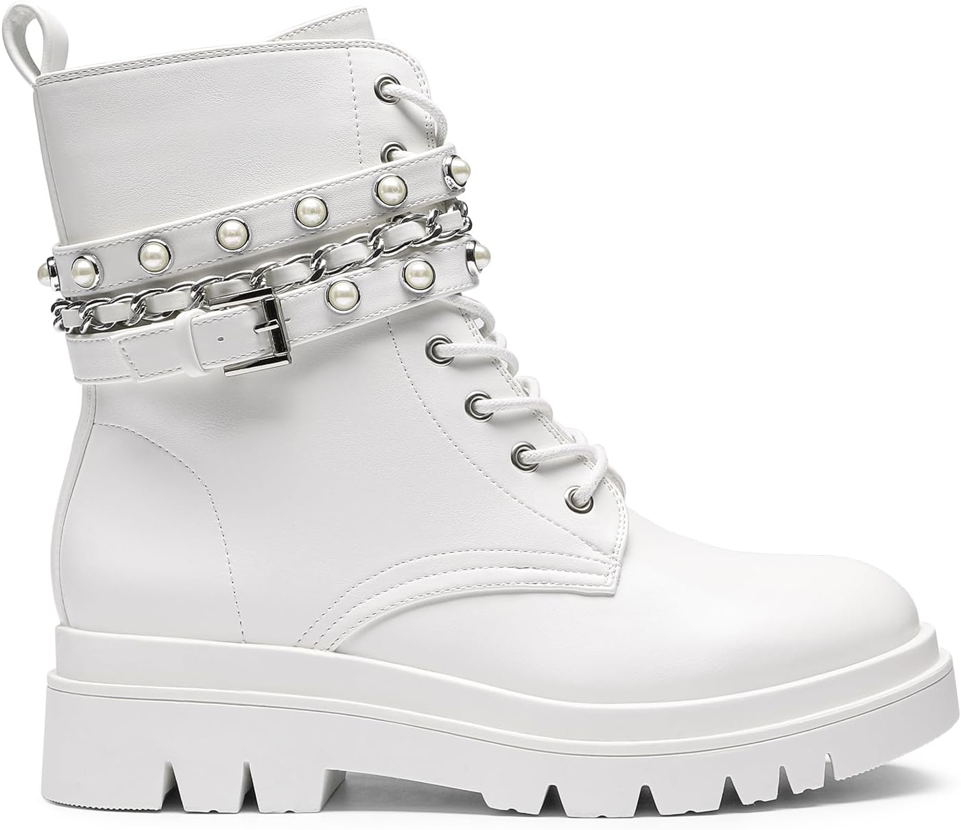 Detalle 1 de DREAM PAIRS Sdab2208w Women's Combat Boots with Chain Accents and Lug Sole