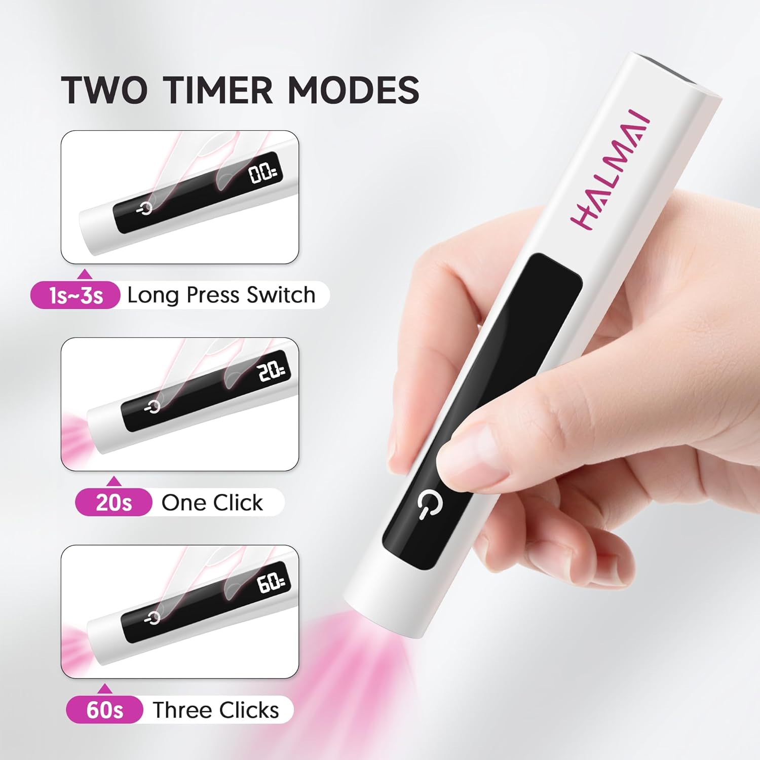 Thumbnail 2 de Halmai Lampes UV portable pour Vernis à Ongles Gel – Secage rapide, mini lumière rouge et USB rechargeable