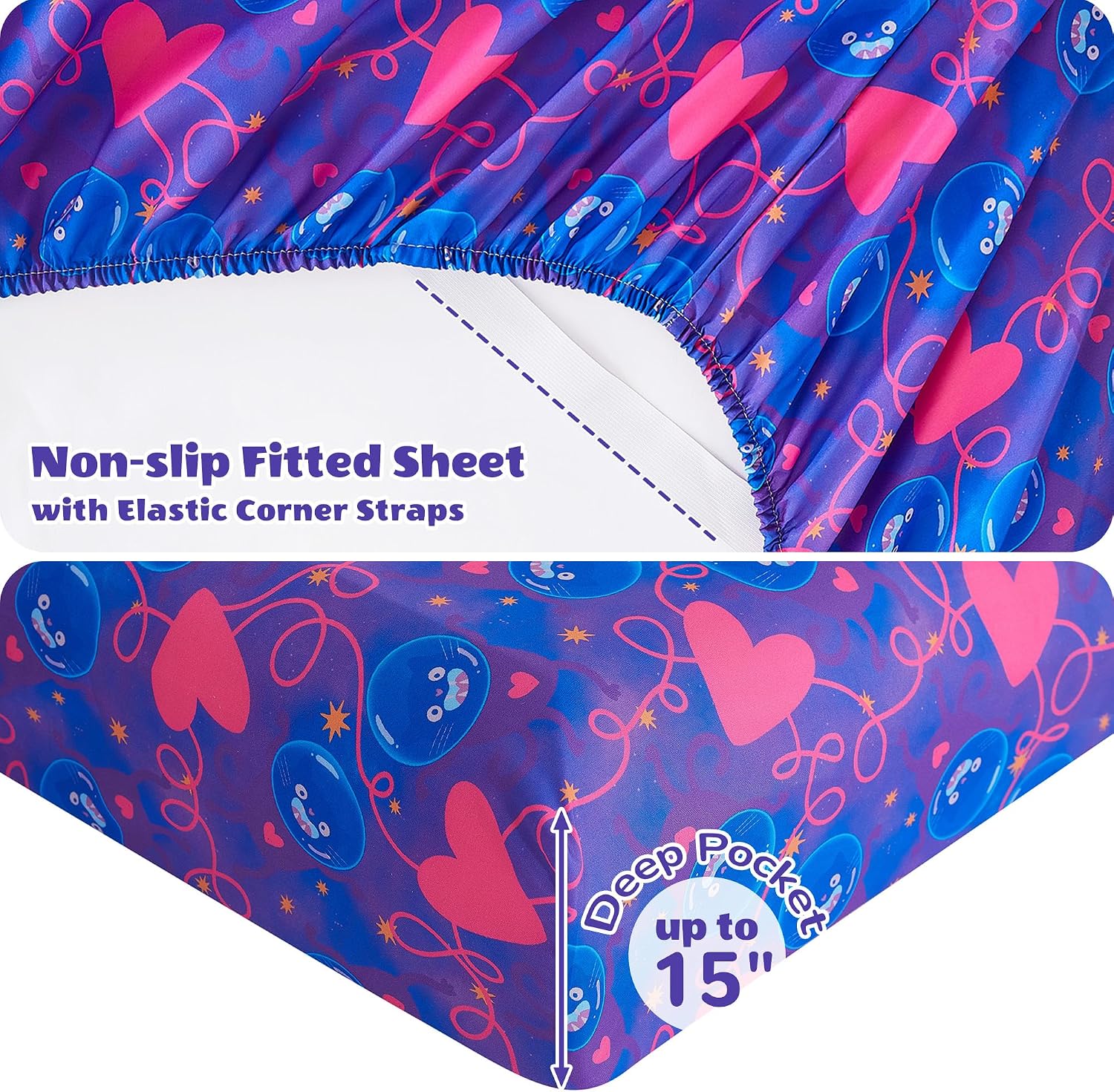 Detalle de Viviland VLKDSHT-PCL-F Full Sheet Set, Purple Heart Cat Microfiber