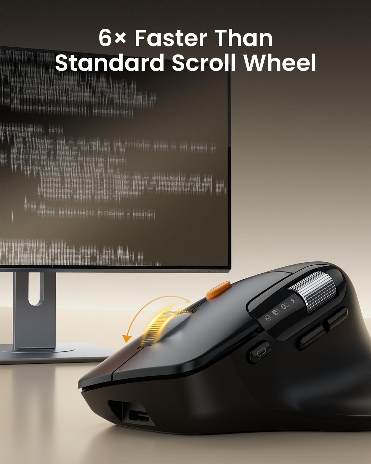 Thumbnail 1 de ProtoArc EM25 ergonomic wireless mouse (2.4G + Bluetooth) with fast flywheel scrolling, thumb wheel and custom button