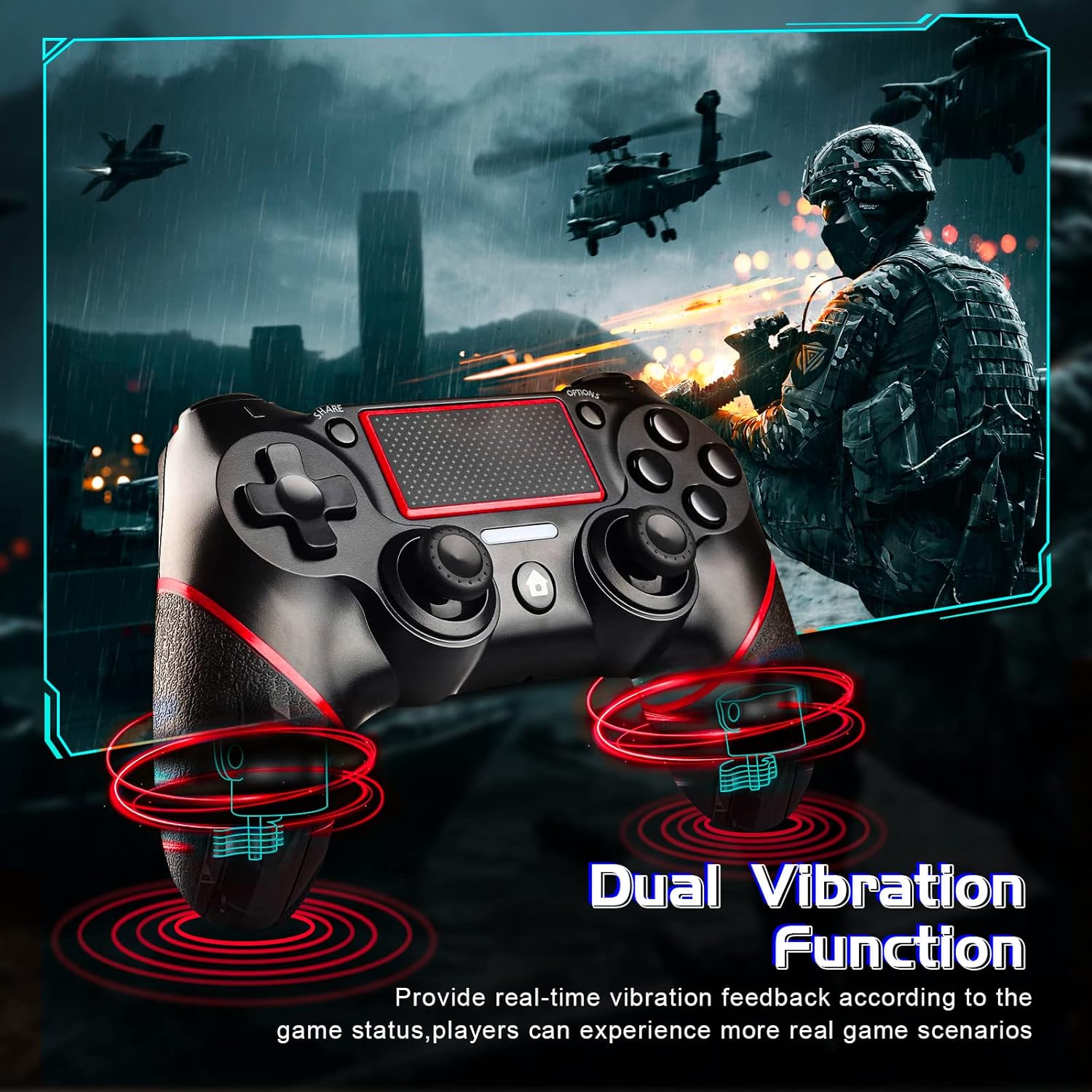 Detalle de Holilo Controller wireless per PS-4: compatibile con PS4/Pro/Slim, vibrazione doppia e touch panel