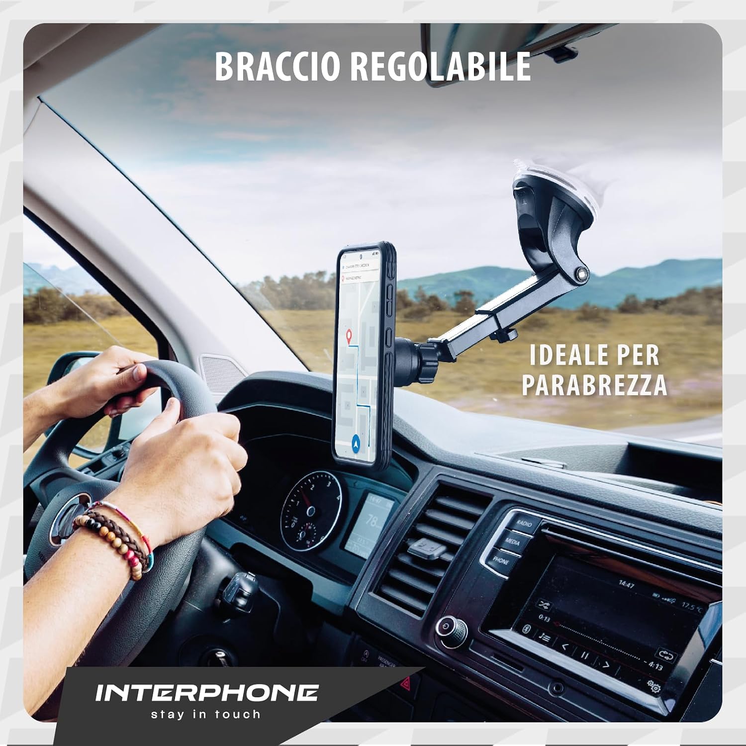 Detalle de INTERPHONE QUIKLOX Porta cellulare auto Rotazione 360°