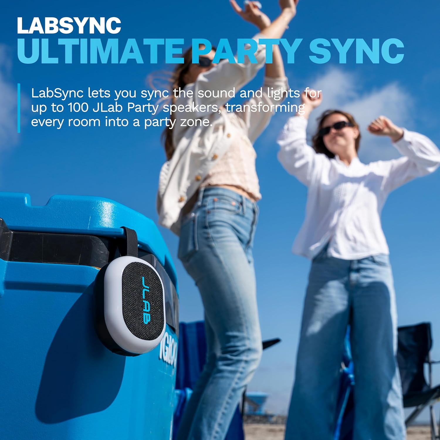 Thumbnail 3 de JLab Pop Party cassa Bluetooth ultra-portatile da 5W con luci RGB e autonomia fino a 8+ ore (IP55) – Nero