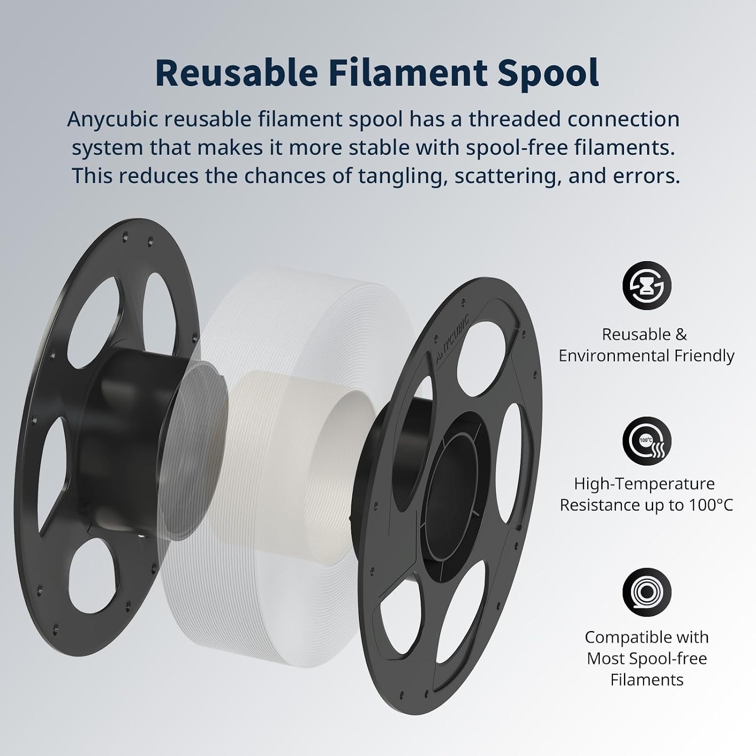Detalle 2 de ANYCUBIC PLA Filament 1.75mm (Intelligent Identification), 1kg Reusable Spool, Texture Red
