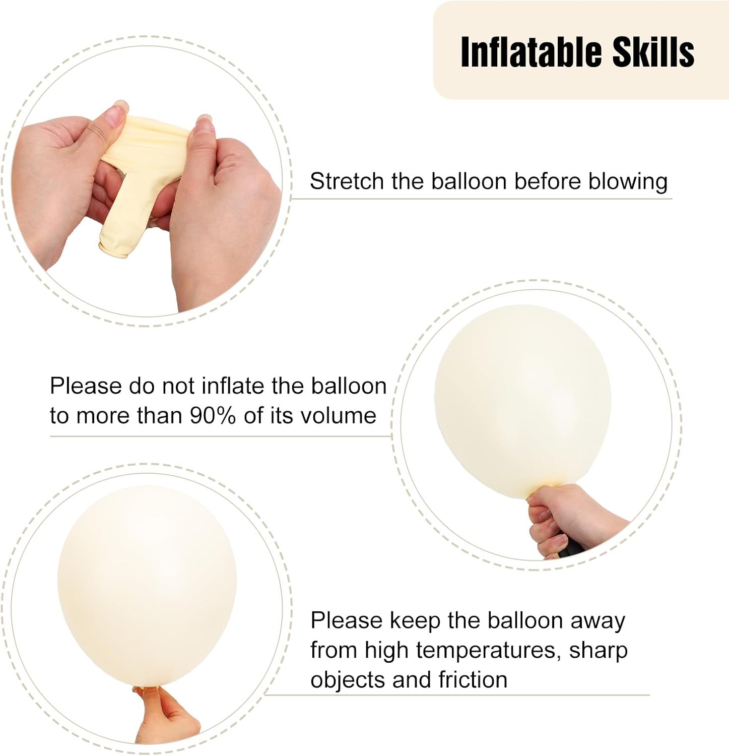 Detalle 2 de RUBFAC 135pcs Ivory White Balloons Set for Beautiful Arch and Garland Creations