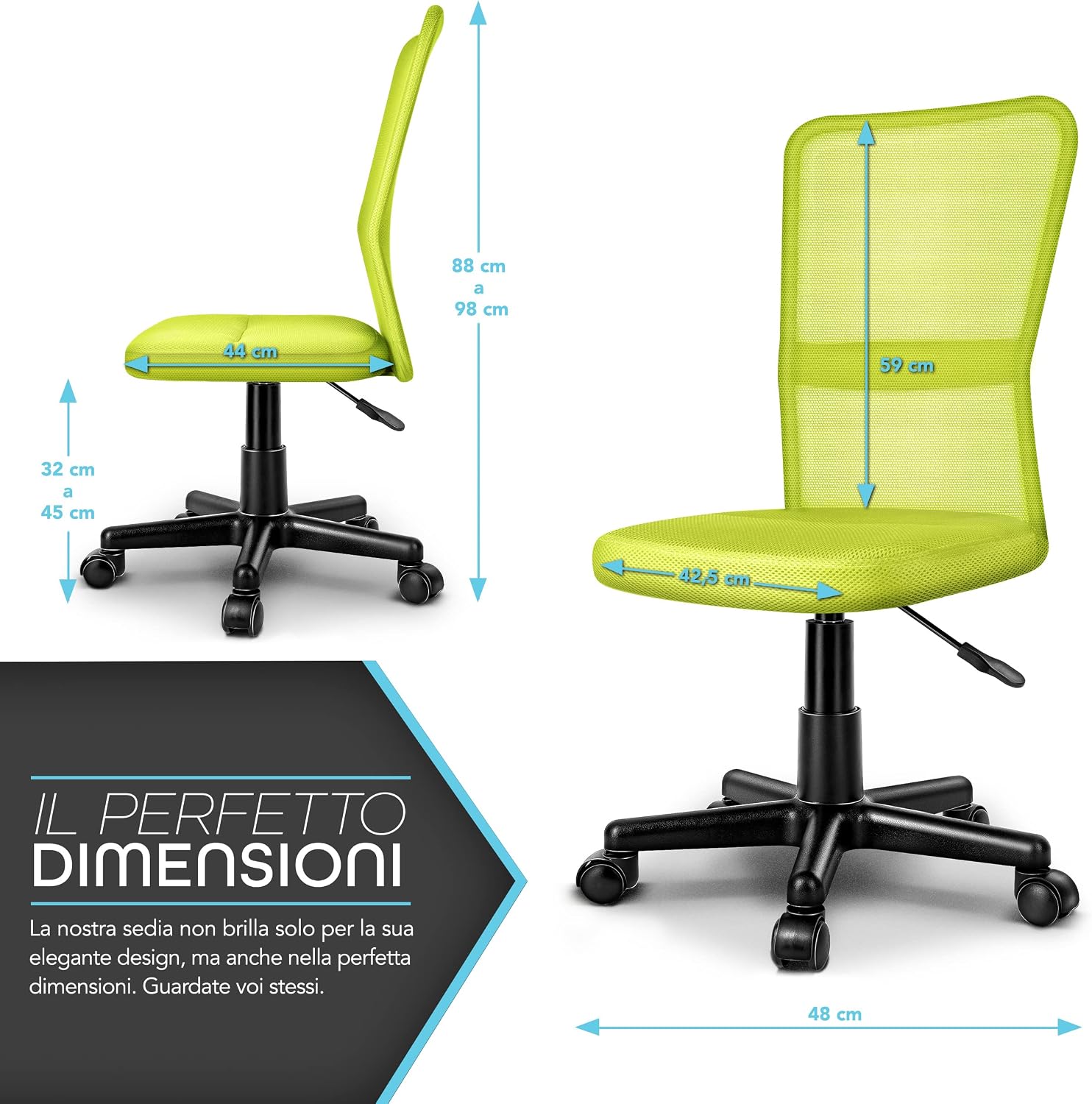 Detalle 2 de TRESKO Sedia da Ufficio regolabile 32–45 cm