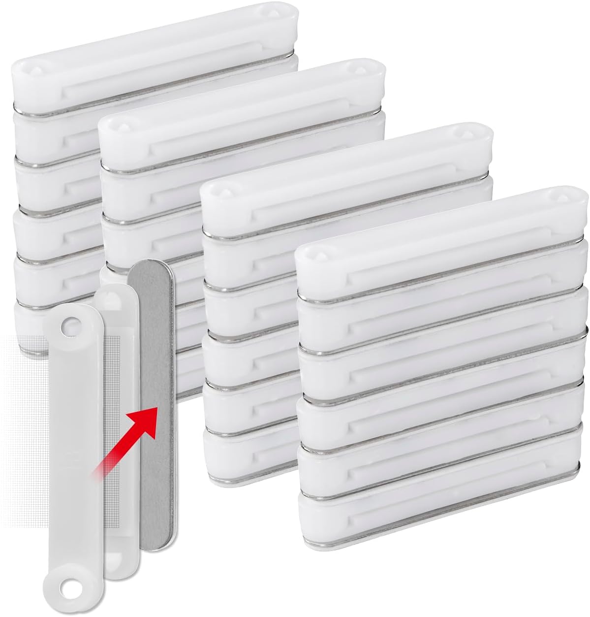 Detalle de EASYmaxx Insect Protect Magnete: Selbstklebende Magnetplatten (24 Stück) für Fliegengitter