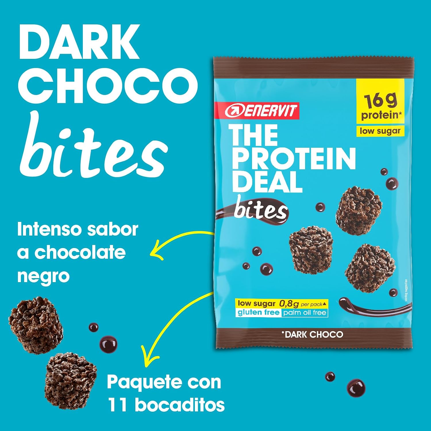Thumbnail 2 de Enervit Bocados de Proteína Chocolate y Soja 🍫💪 Pack 10