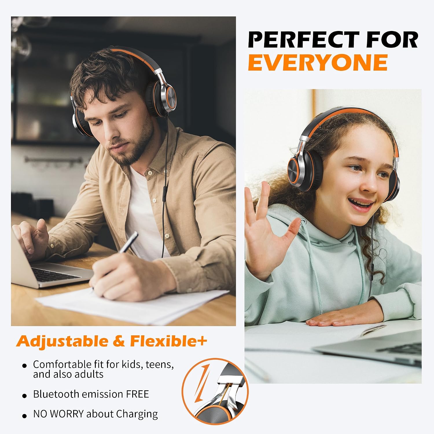 Thumbnail 1 de AILIHEN Kids Headphones with Mic: Foldable On-Ear 3.5mm Headset for Kids