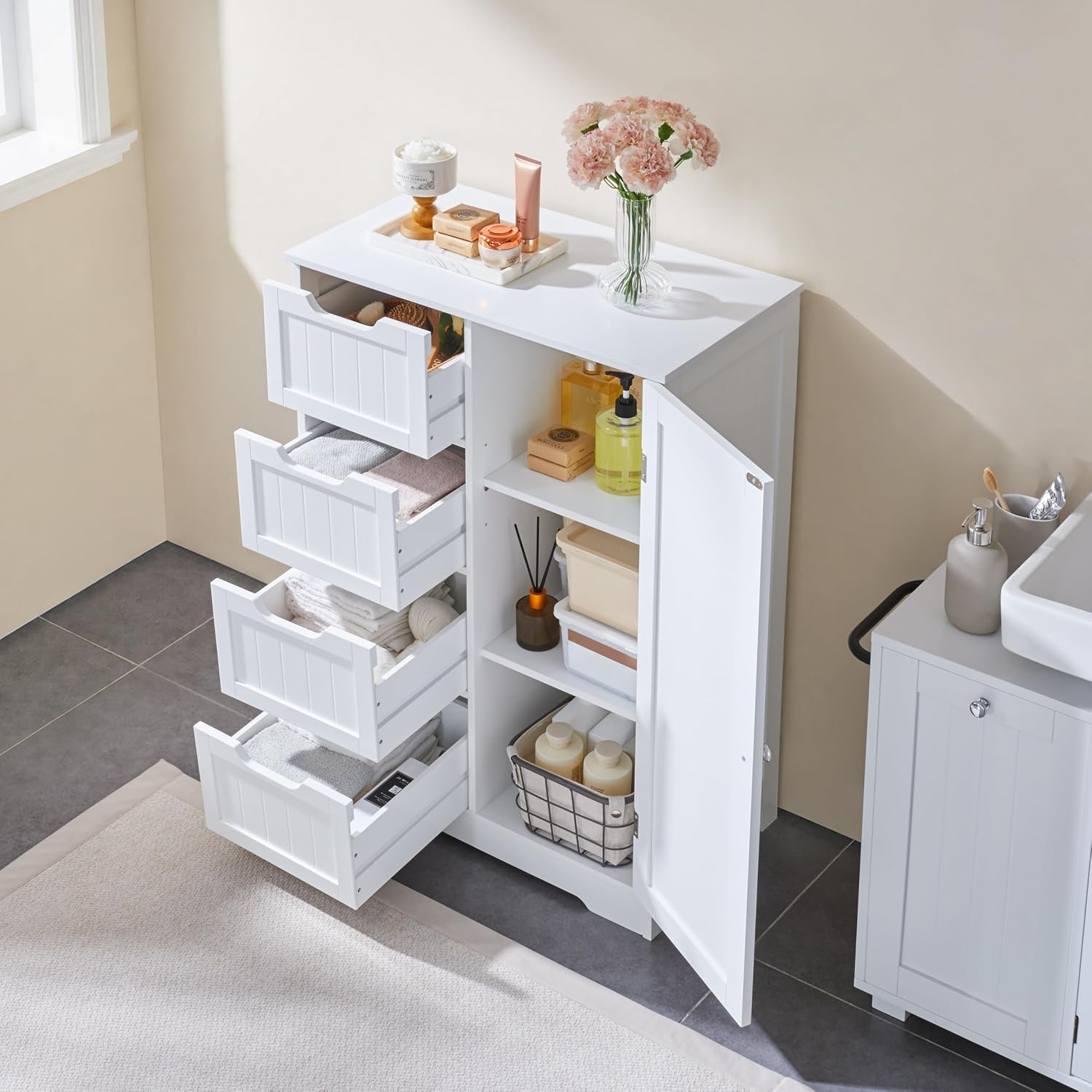Detalle 2 de Yaheetech Bathroom Storage Cabinet, 4 Drawers
