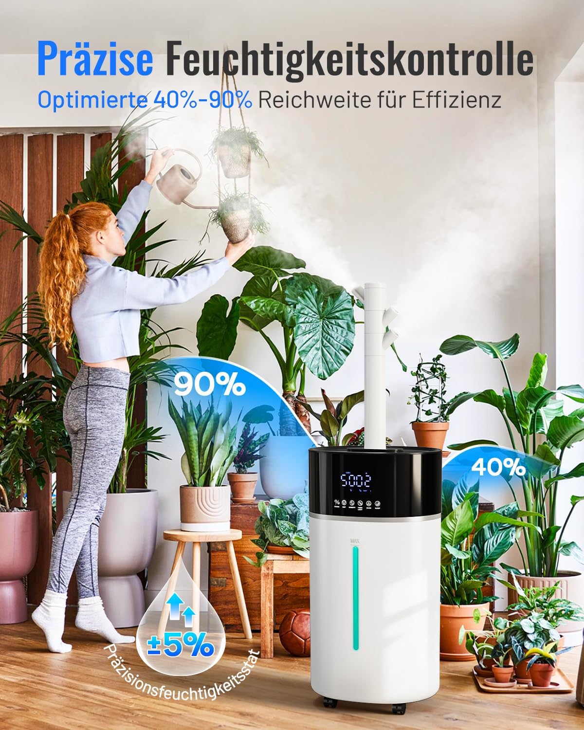 Thumbnail 6 de Luftbefeuchter Große Räume 18L mit Warm- & Kaltnebel, Extended Tube und Fernbedienung (bis 200 m²) – Weiß