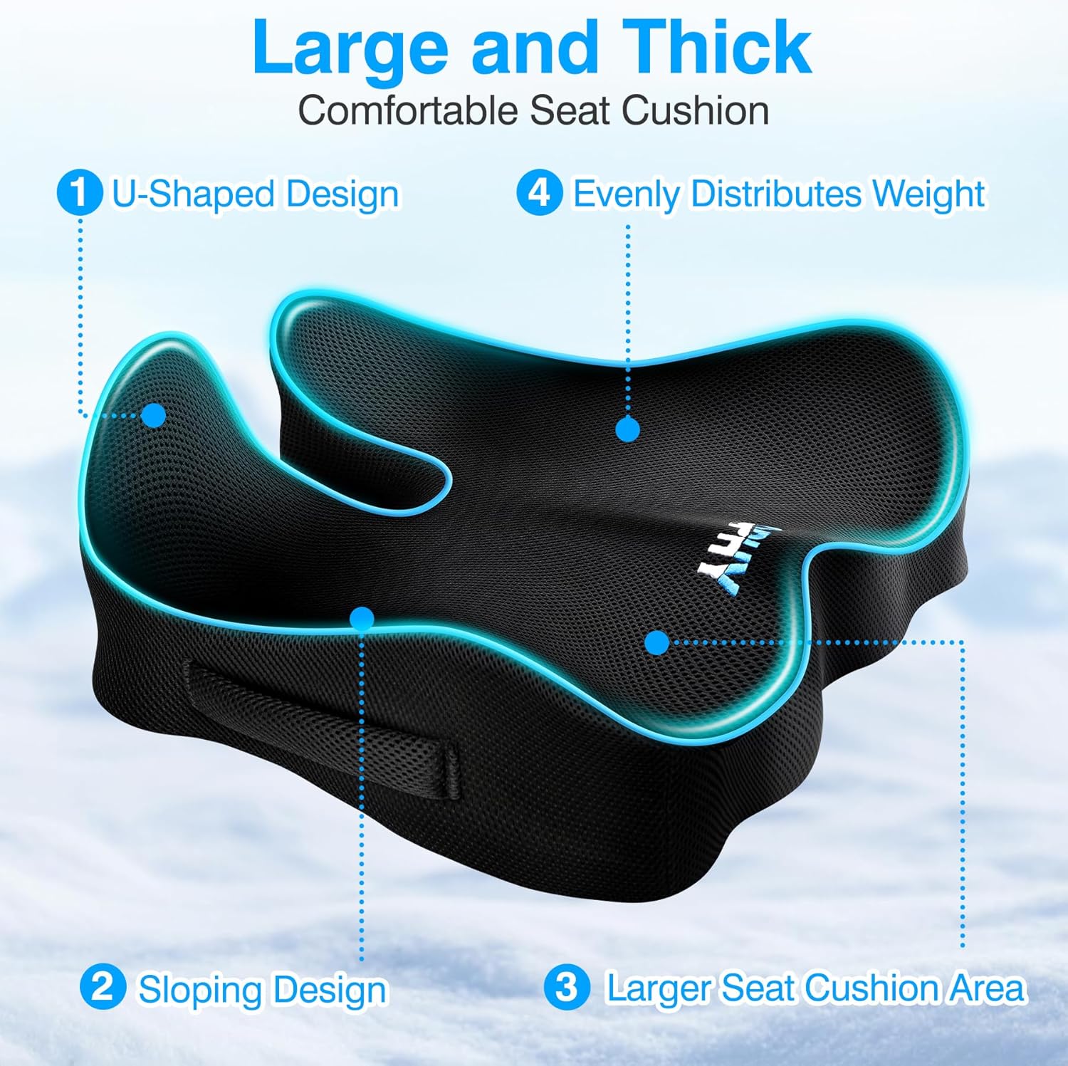 Detalle de Ophy Memory Foam Seat Cushion: Premium U-Shaped Chair Support for Office, Gaming, and Car