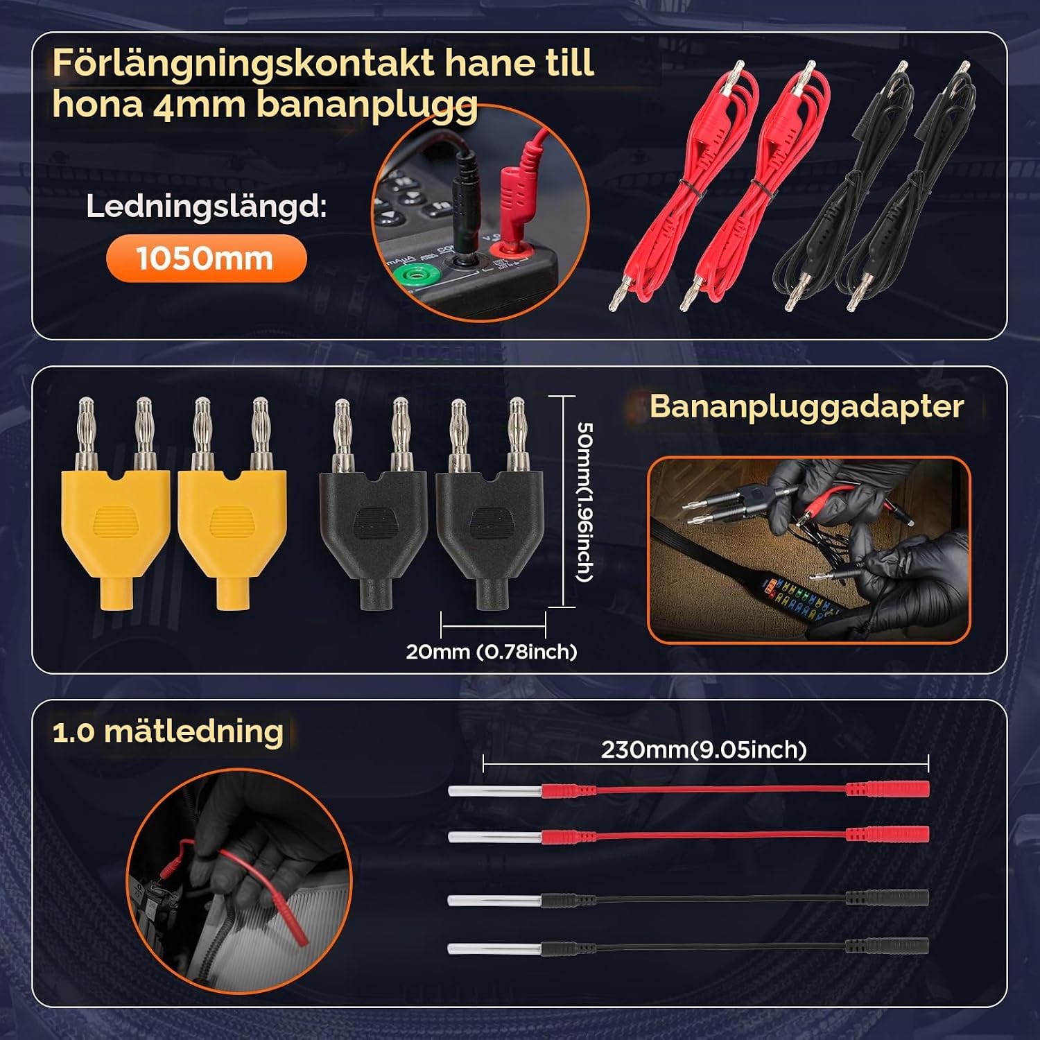 Thumbnail 6 de LUTIFIX multimeterkabelsats för fordonsdiagnostik, 68 delar, 32 A/1000 V