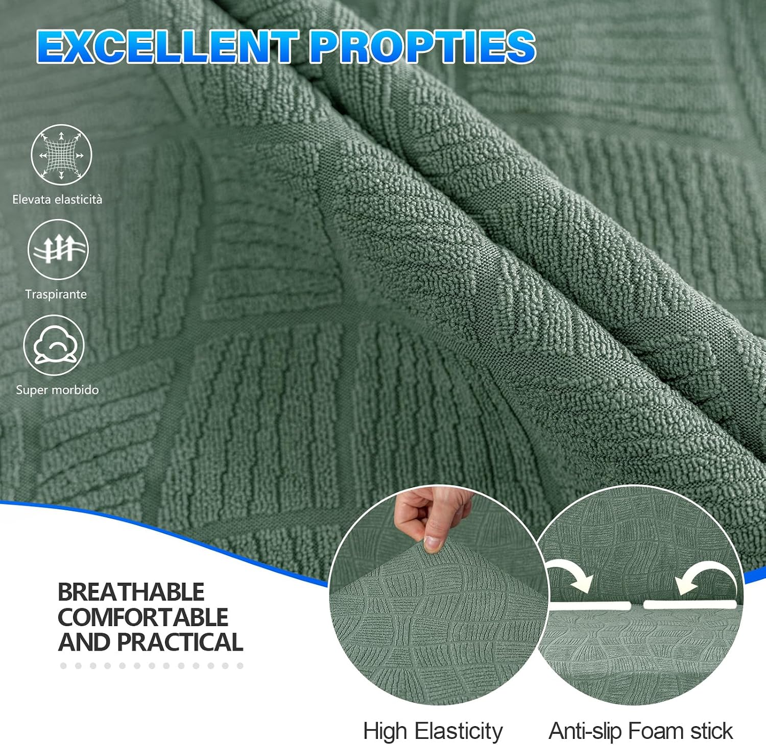 Detalle de Housse de Canapé Imperméable 2 Places avec Accoudoirs – Ystyle, Vert Clair