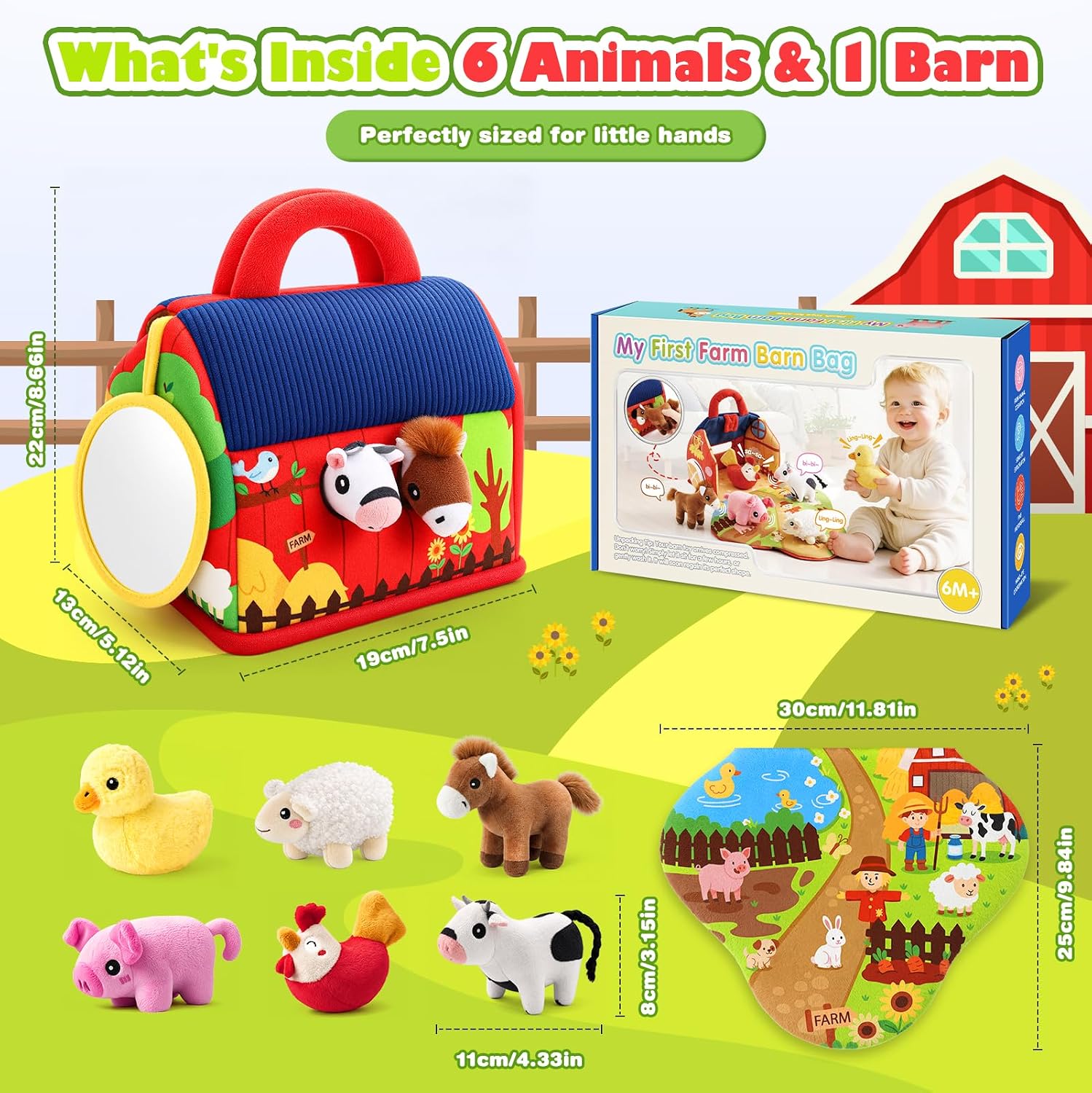 Thumbnail 4 de Baby Toys 6-12 Months: Plush Farm Animal Sound Toys for Sensory Play