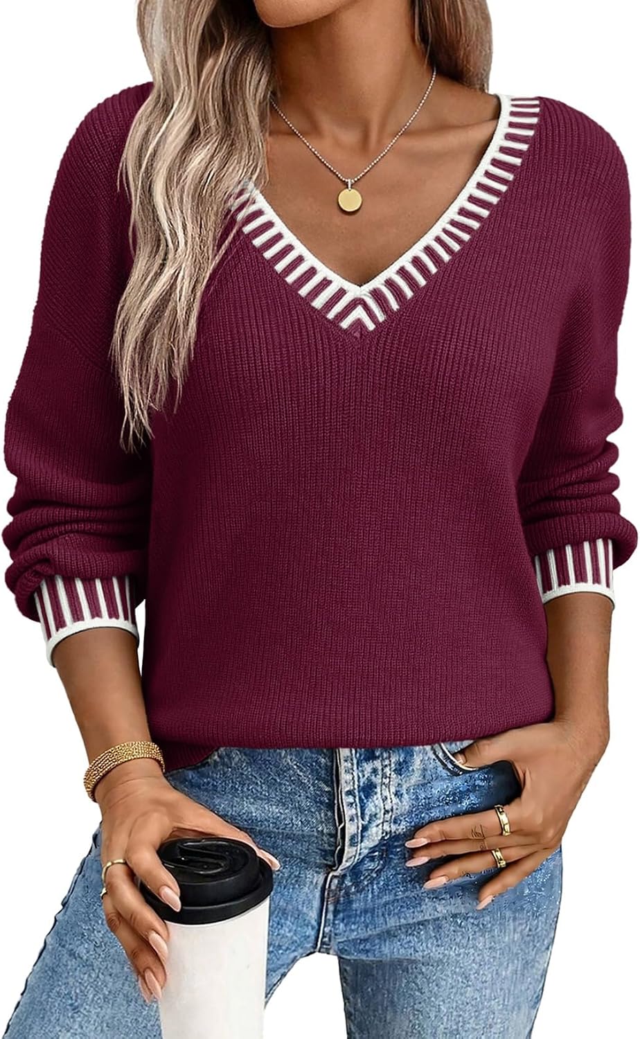 Detalle de Dokotoo Women's V-Neck Sweater