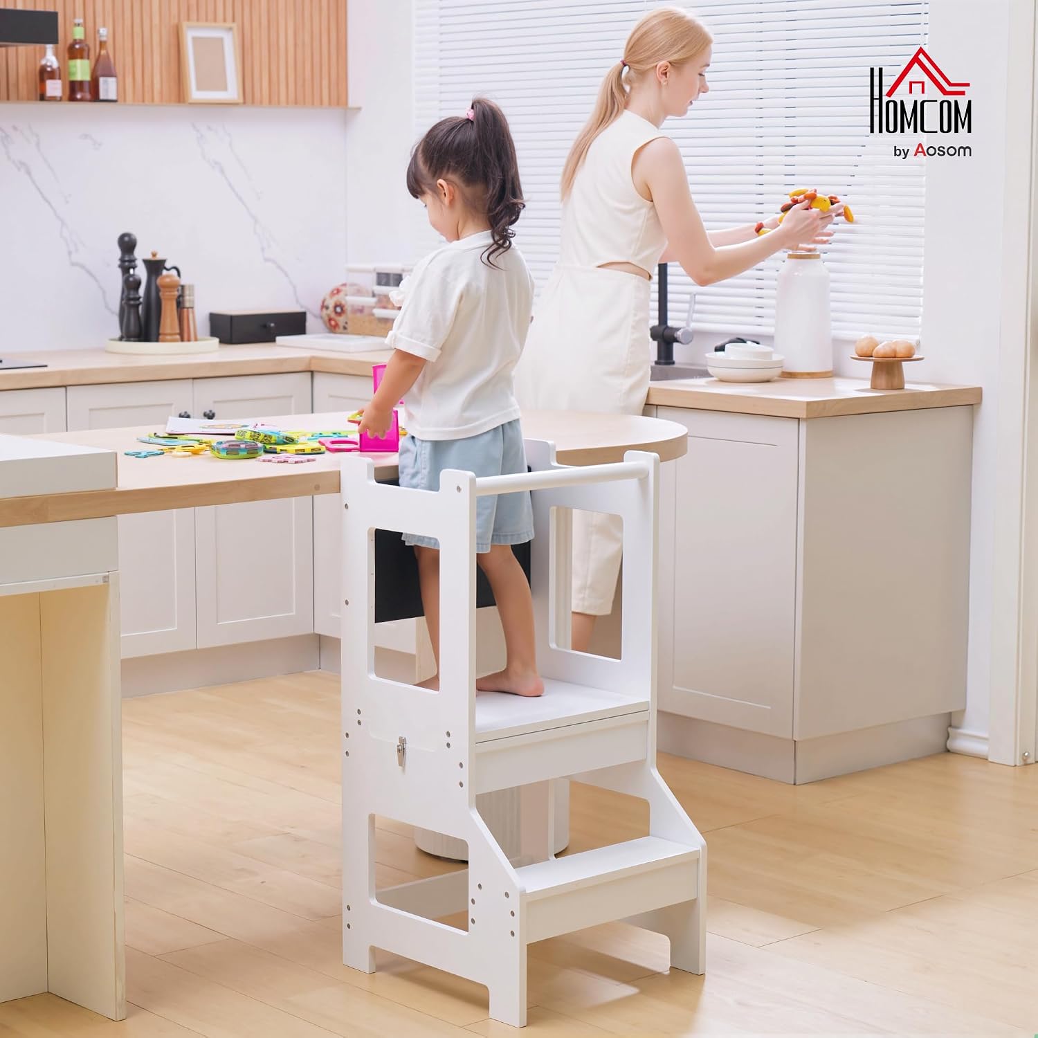 Detalle 2 de HOMCOM 2 in 1 Kids Kitchen Step Stool