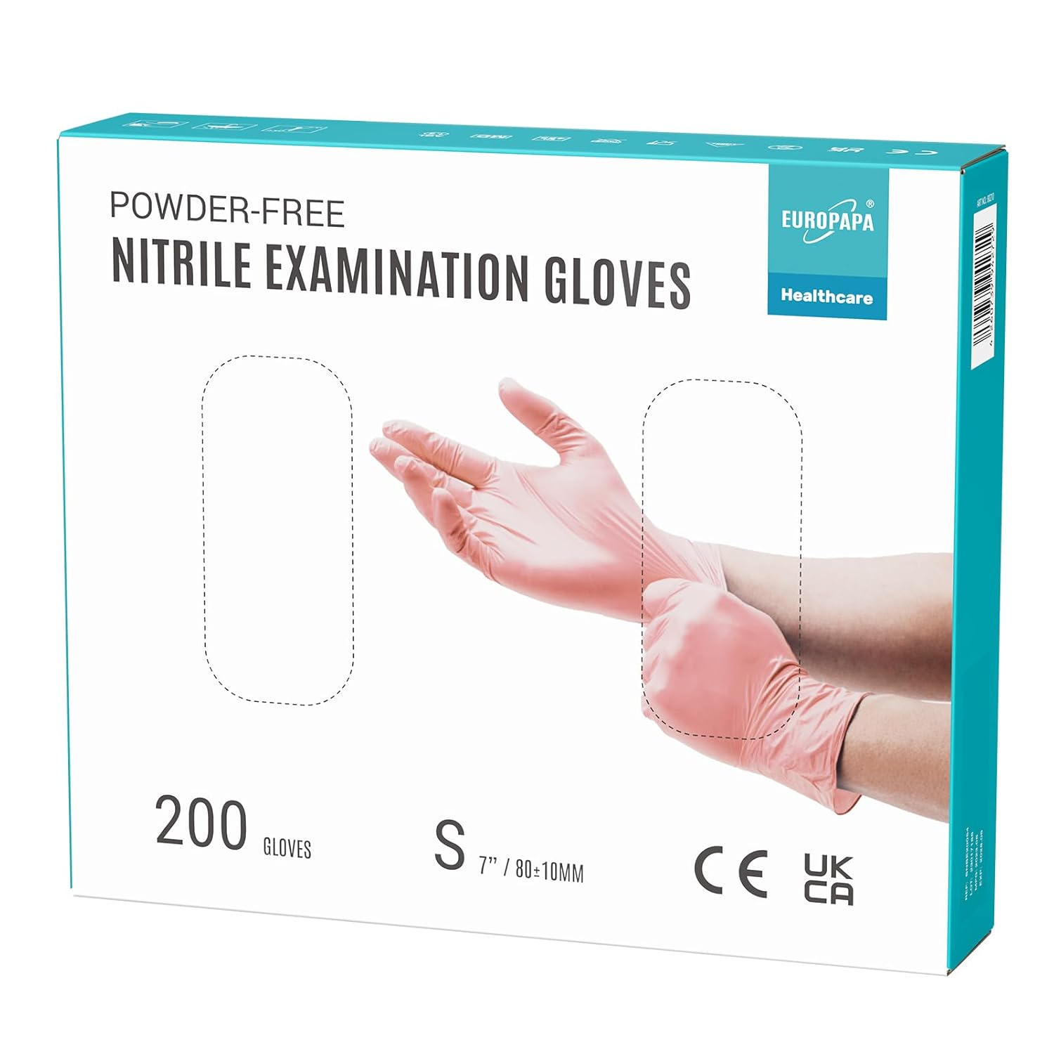 Detalle de EUROPAPA® 200x Einweghandschuhe aus Nitril – puderfrei, latexfrei, texturierte Spitzen, Größe S (Pink)
