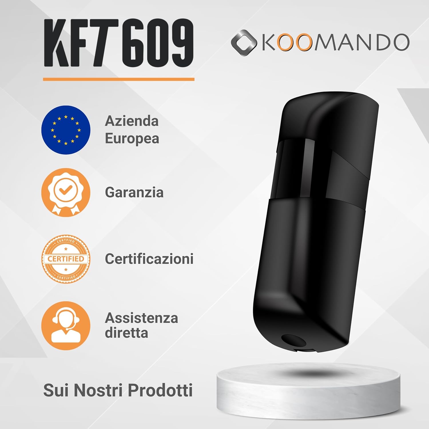 Thumbnail 6 de Fotocellule universali KFT609 di koomando per cancello/garage – 12V/24V AC/DC, rotazione 180°, doppi LED, blocco di sicurezza, IP55