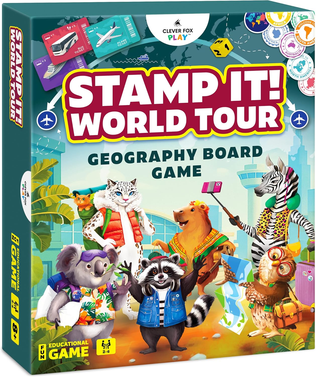 Detalle de Stamp It! World Tour Geography Board Game with Passports and Travel Missions