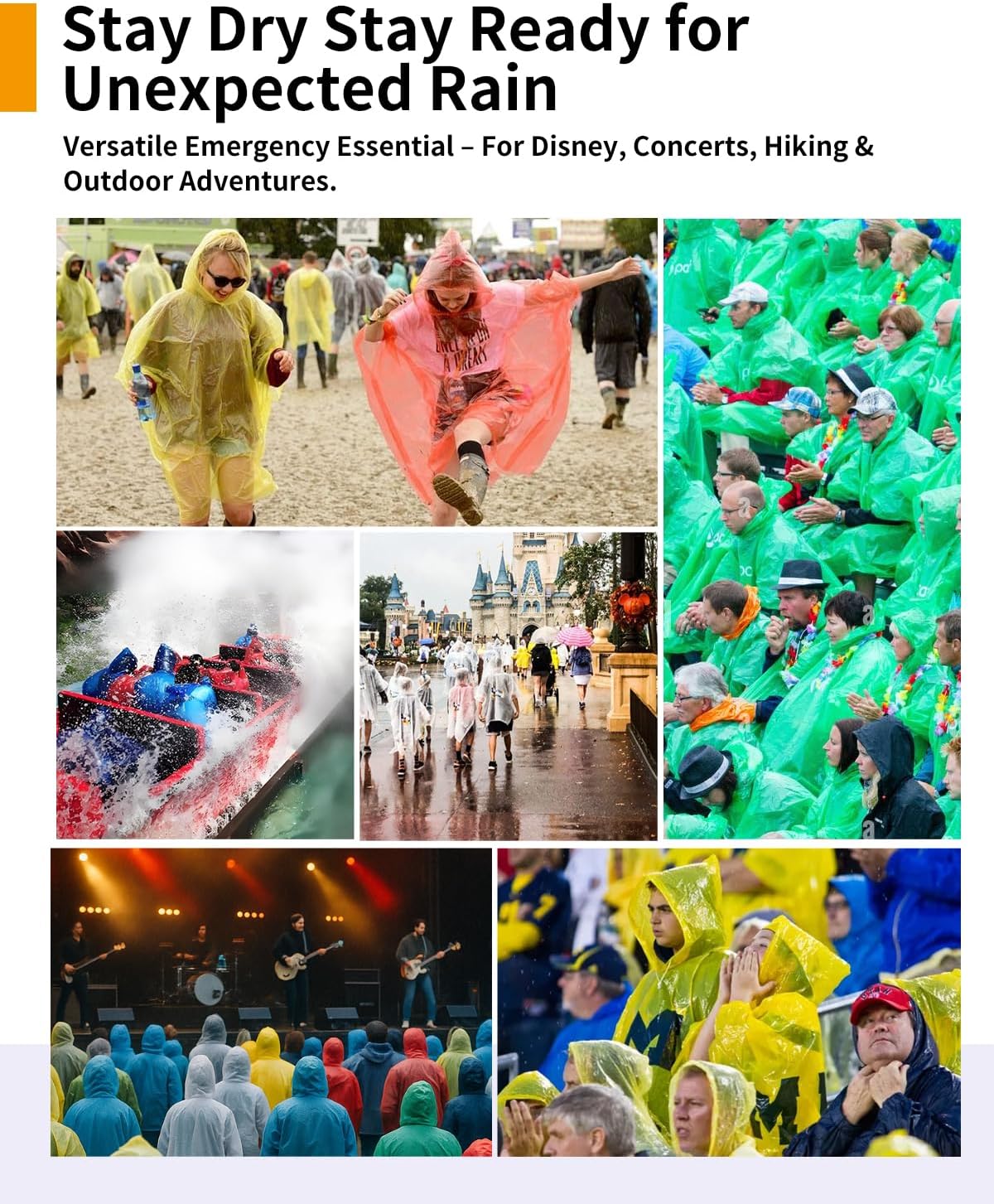 Thumbnail 6 de Hitituto Rain Ponchos for Adults - Extra Long Hooded Emergency Poncho (6/12/24 Pack)