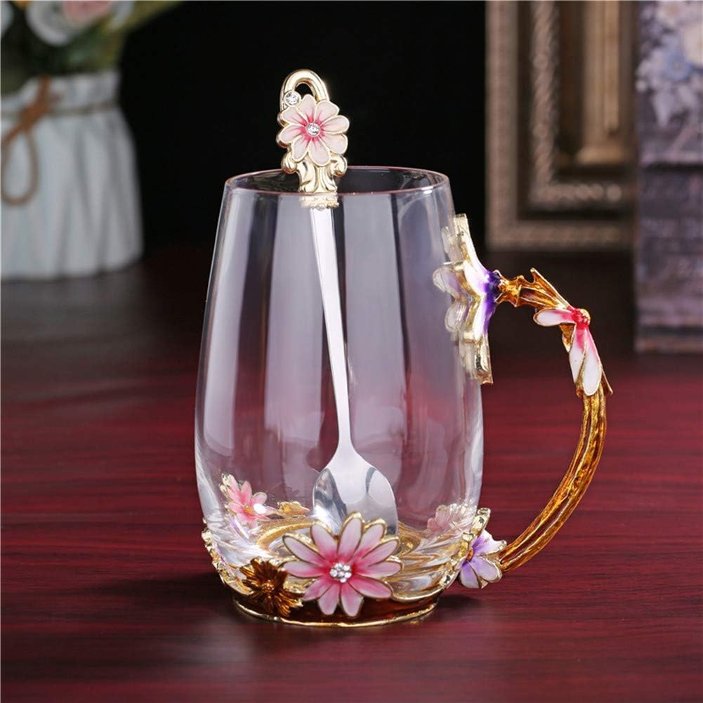 Detalle 2 de Luka Tech Enamel Flower Coffee Mug with Steel Spoon ⚡
