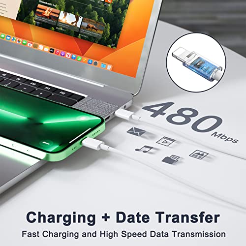 Detalle de Chargeur rapide USB-C UWECAN 20 W avec câble 1 m pour iPhone (14/13/12/11/X/8/7) – sécurité et performance